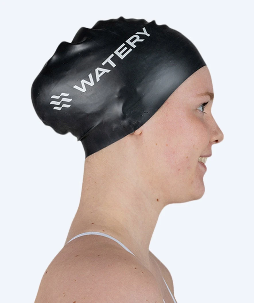 Watery Signature Long-hair badmössa för långt hår i svart